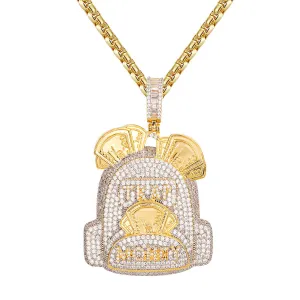 Dollar Bills Trap Money Duffle Bag Icy Custom Gold Tone Pendant Custom