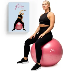 Femeo® Exercise Ball for Yoga, Stability, Pregnancy Pilates & Birthing | 100 Page Book | Over 50 Workout Exercises | Anti Burst Pink 65cm