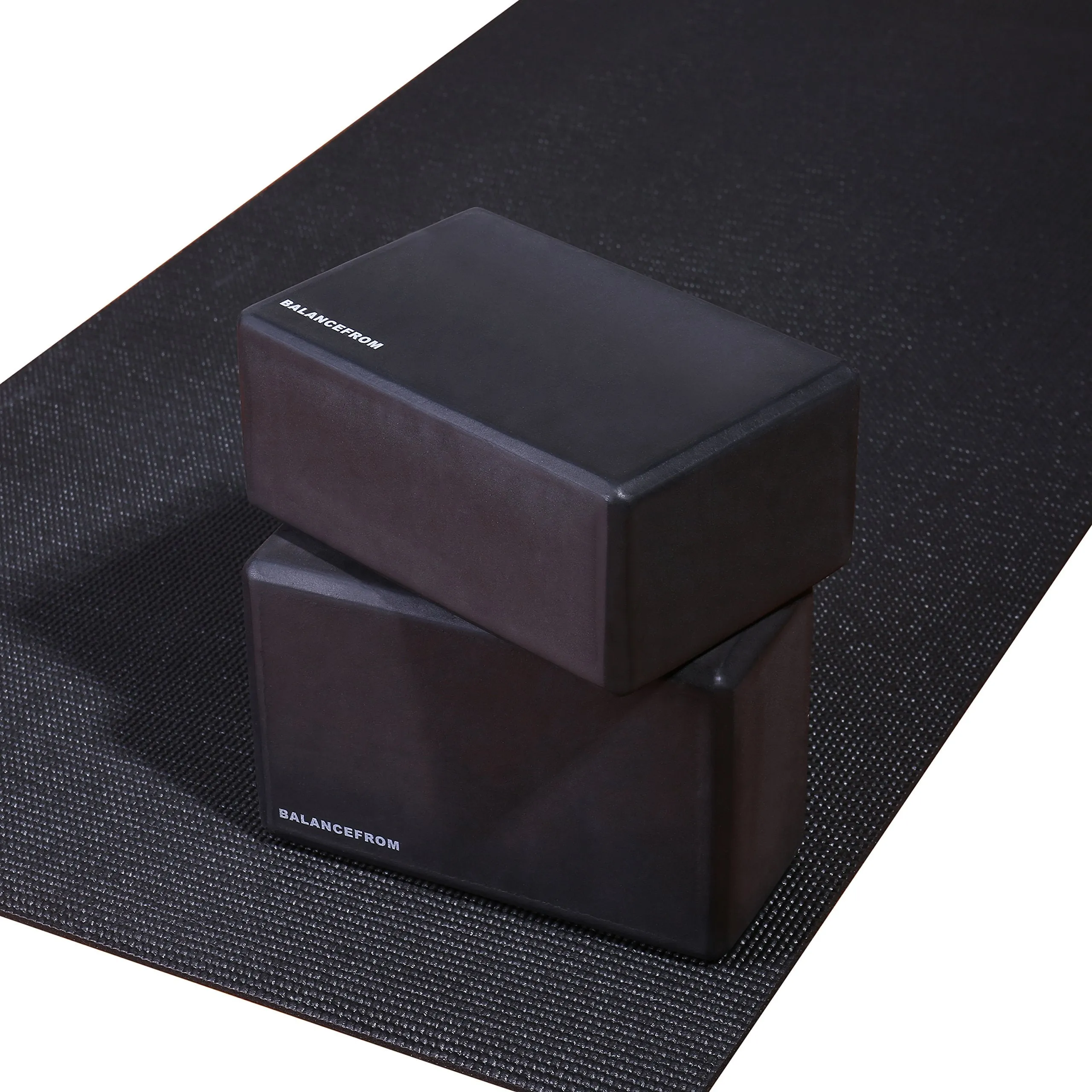 Fitvids Set of 2 High Density Yoga Blocks, 9"x6"x4" Each, Pair (Black)