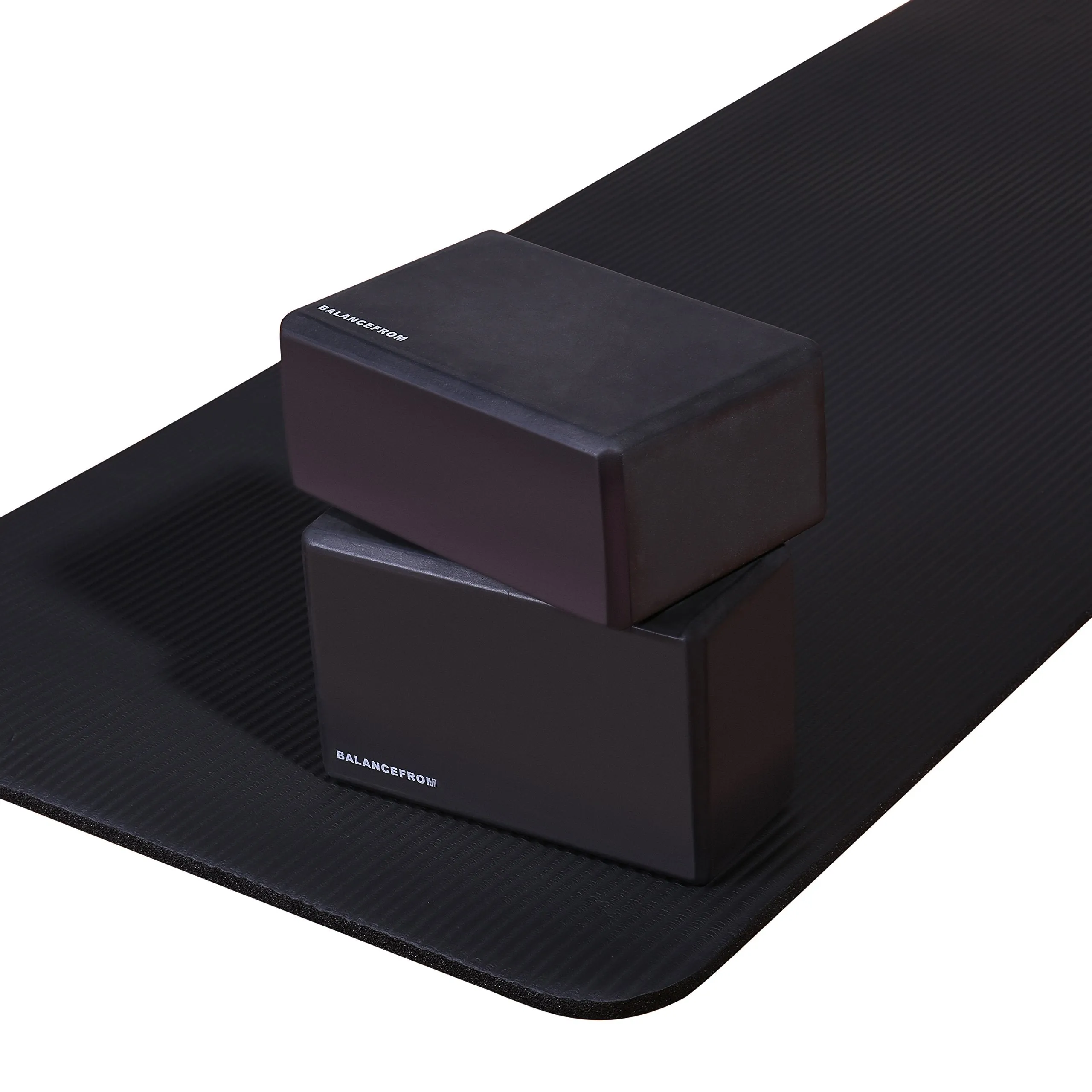 Fitvids Set of 2 High Density Yoga Blocks, 9"x6"x4" Each, Pair (Black)