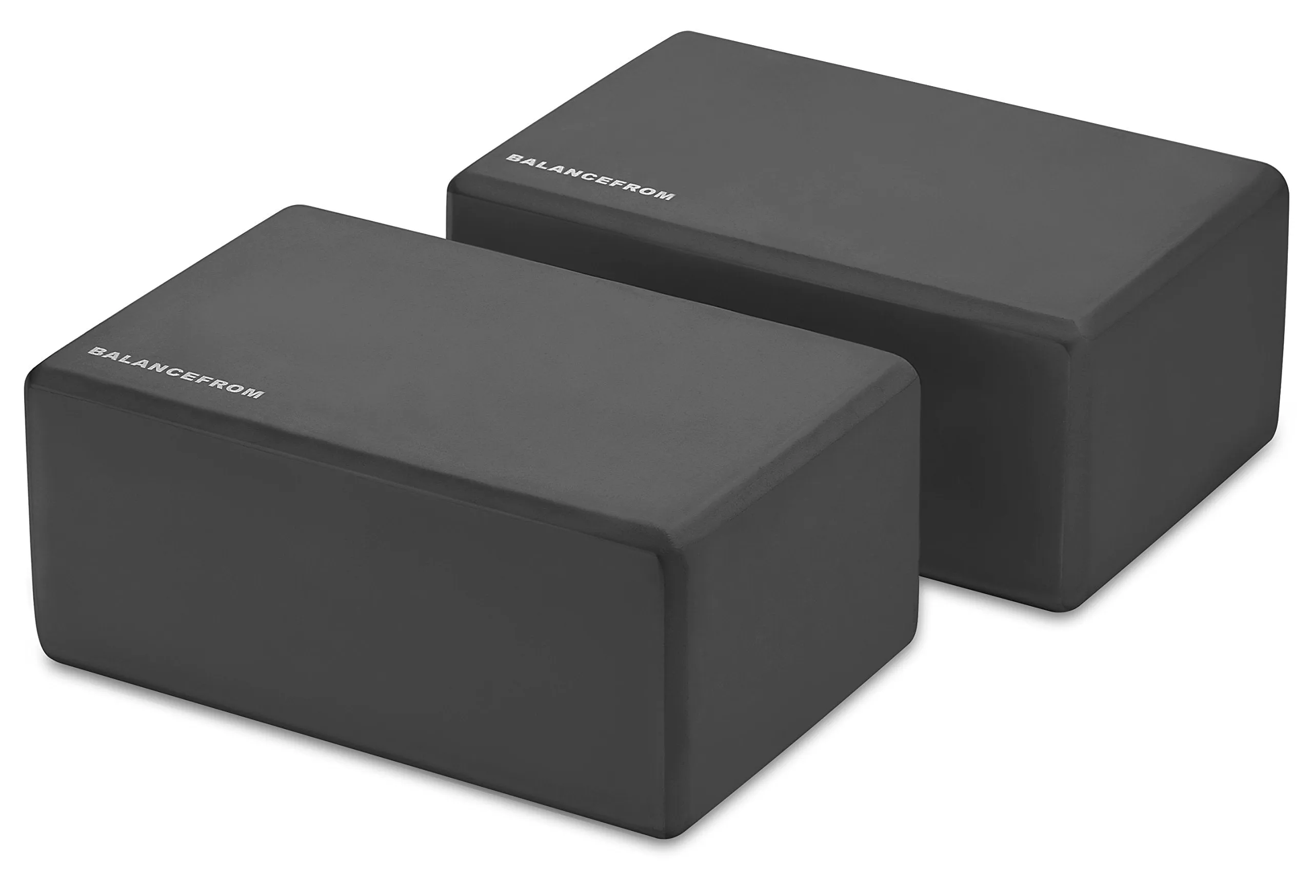 Fitvids Set of 2 High Density Yoga Blocks, 9"x6"x4" Each, Pair (Black)