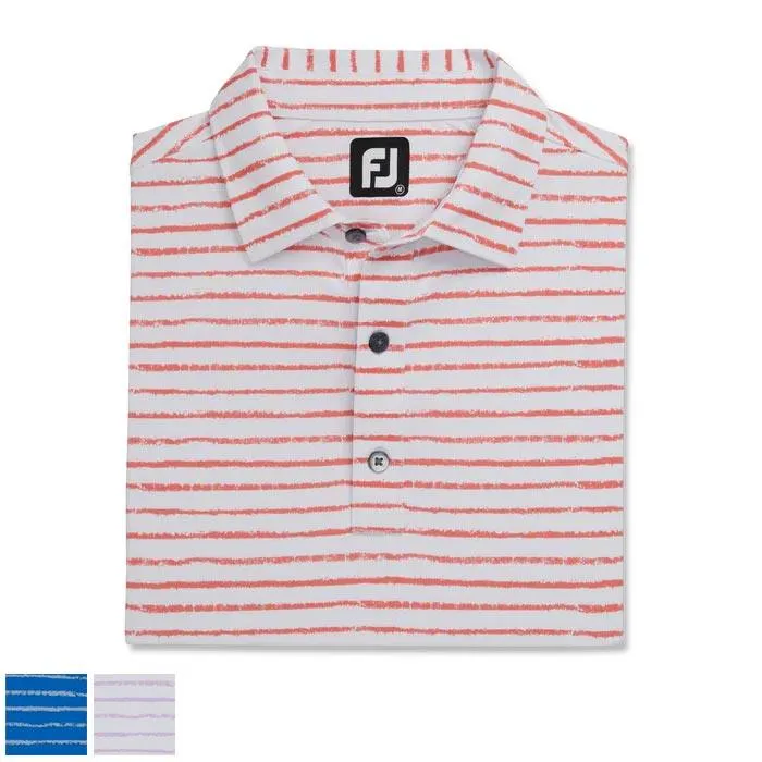 Footjoy Chalk Line Print Stretch Pique Self Collar 2XL White / Lavender (29607)