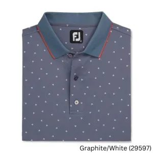 FootJoy Push Play Print Lisle Knit Collar-Previous Season Style L Graphite / White (29597)