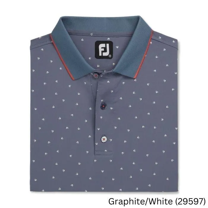 FootJoy Push Play Print Lisle Knit Collar-Previous Season Style L Graphite / White (29597)