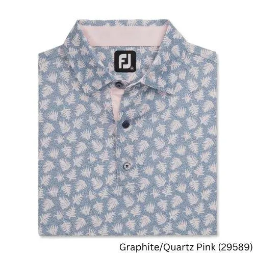 FootJoy Shadow Palm Print Lisle Self Collar S Graphite / Quartz Pink (29589)