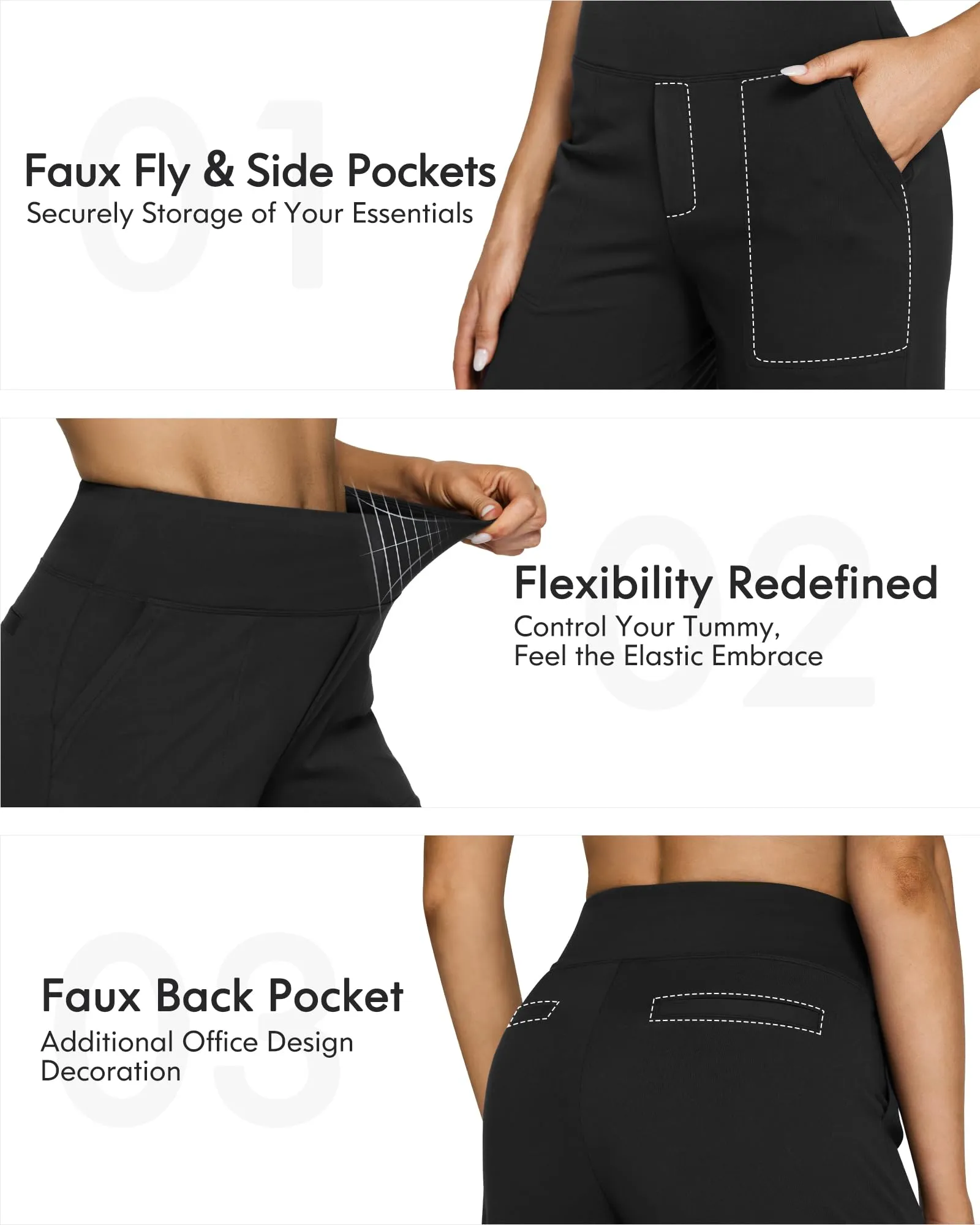 G4Free Wide Leg Pants Woman Yoga Pants with Pockets Loose Casual Palazzo Fashion Sweatpants Stretch Dress Work Clothes(Black,M,31")