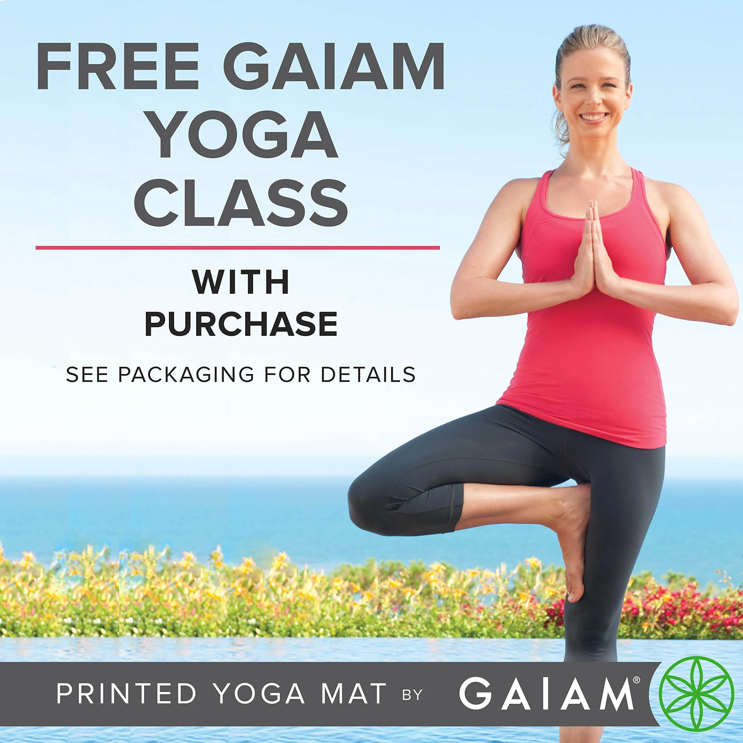 Gaiam Yoga Mat Premium Print Reversible Extra Thick Non Slip Exercise & Fitness Mat for All Types of Yoga, Pilates & Floor Workouts, Be Free, 6mm