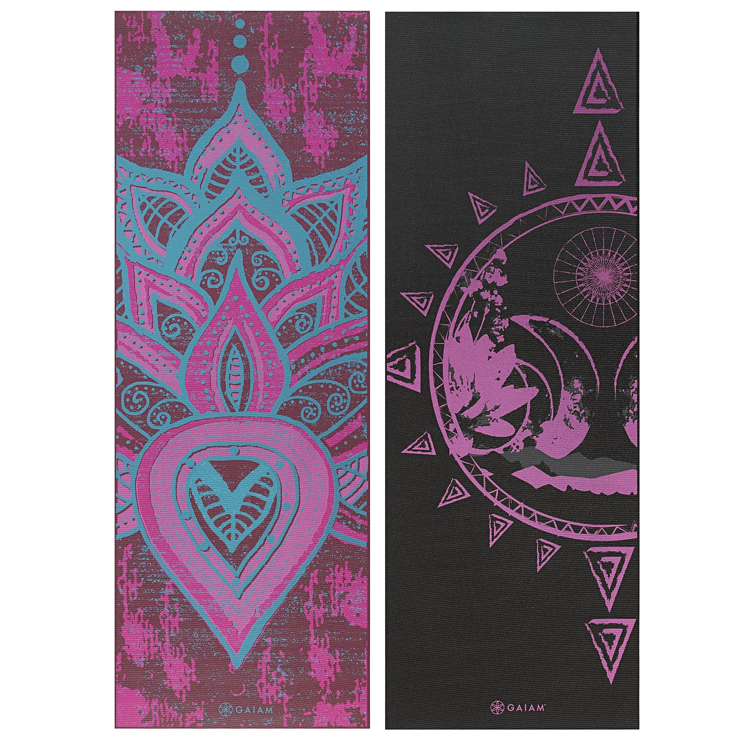 Gaiam Yoga Mat Premium Print Reversible Extra Thick Non Slip Exercise & Fitness Mat for All Types of Yoga, Pilates & Floor Workouts, Be Free, 6mm