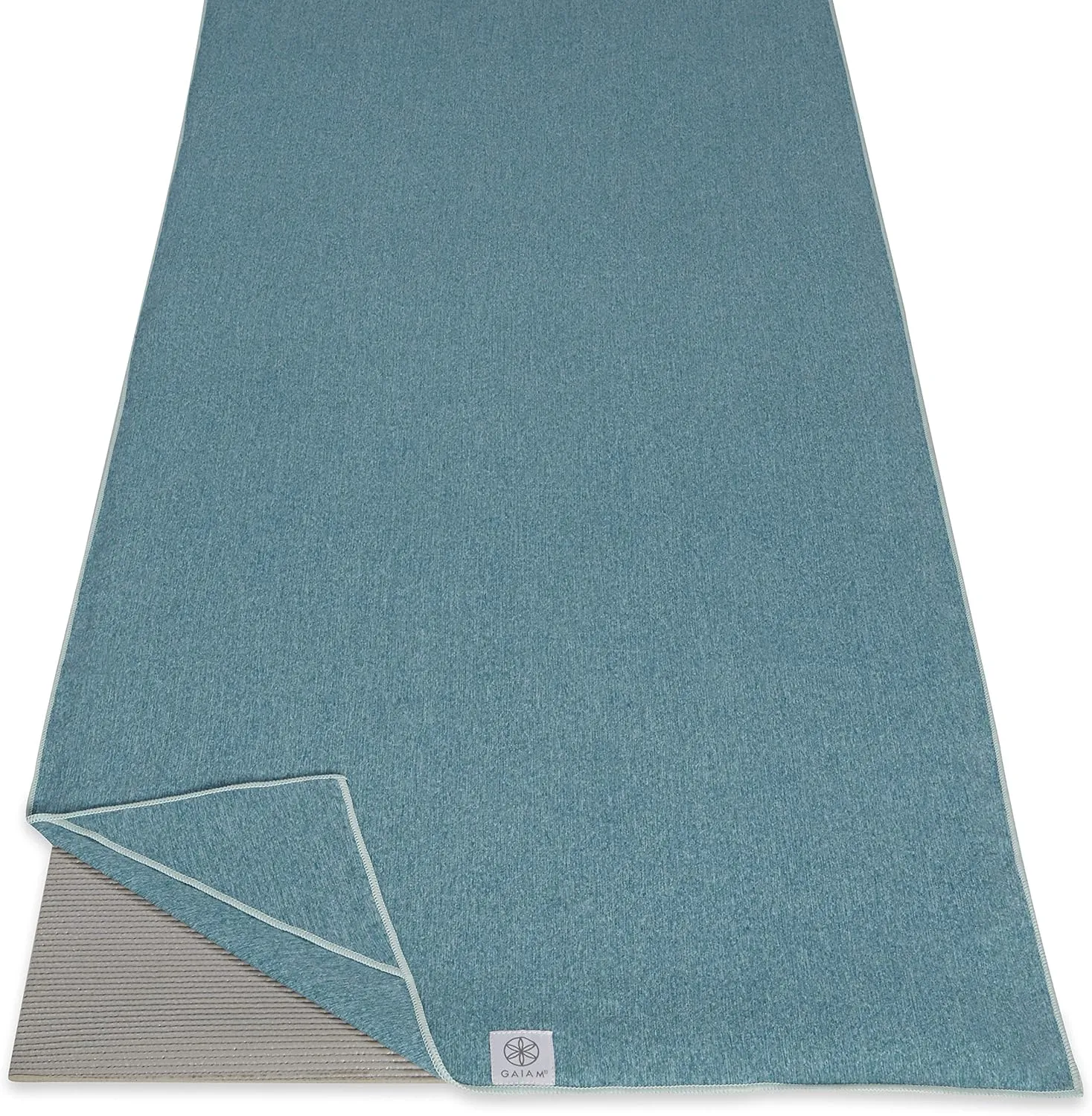 Gaiam Yoga Towel - Mat Sized Active Dry Non Slip Moisture Wicking Sweat Absorbent Microfiber Hot Yoga Towel for Women & Men | Stay-Put Corner Pockets (70" Long x 26" Wide)