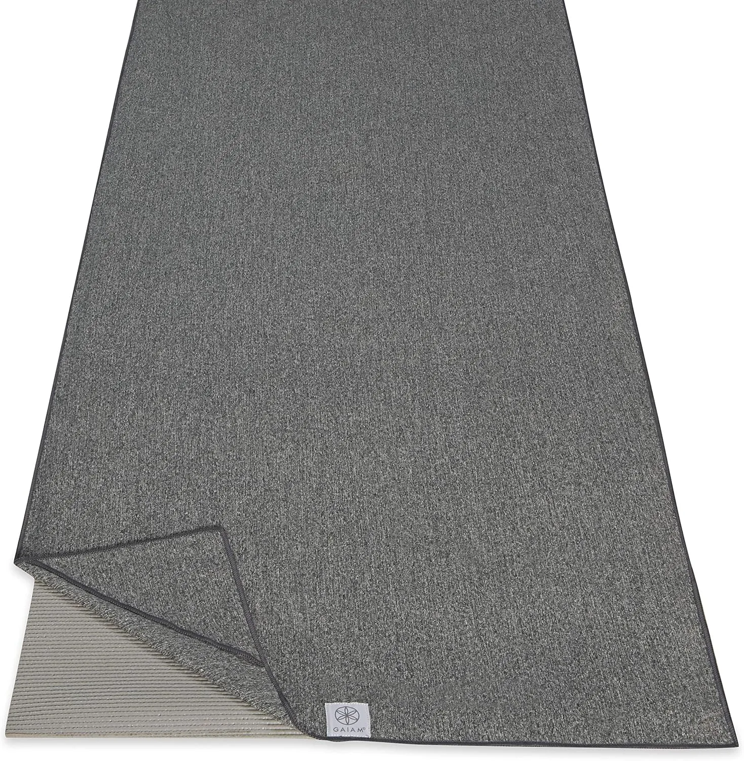 Gaiam Yoga Towel - Mat Sized Active Dry Non Slip Moisture Wicking Sweat Absorbent Microfiber Hot Yoga Towel for Women & Men | Stay-Put Corner Pockets (70" Long x 26" Wide)