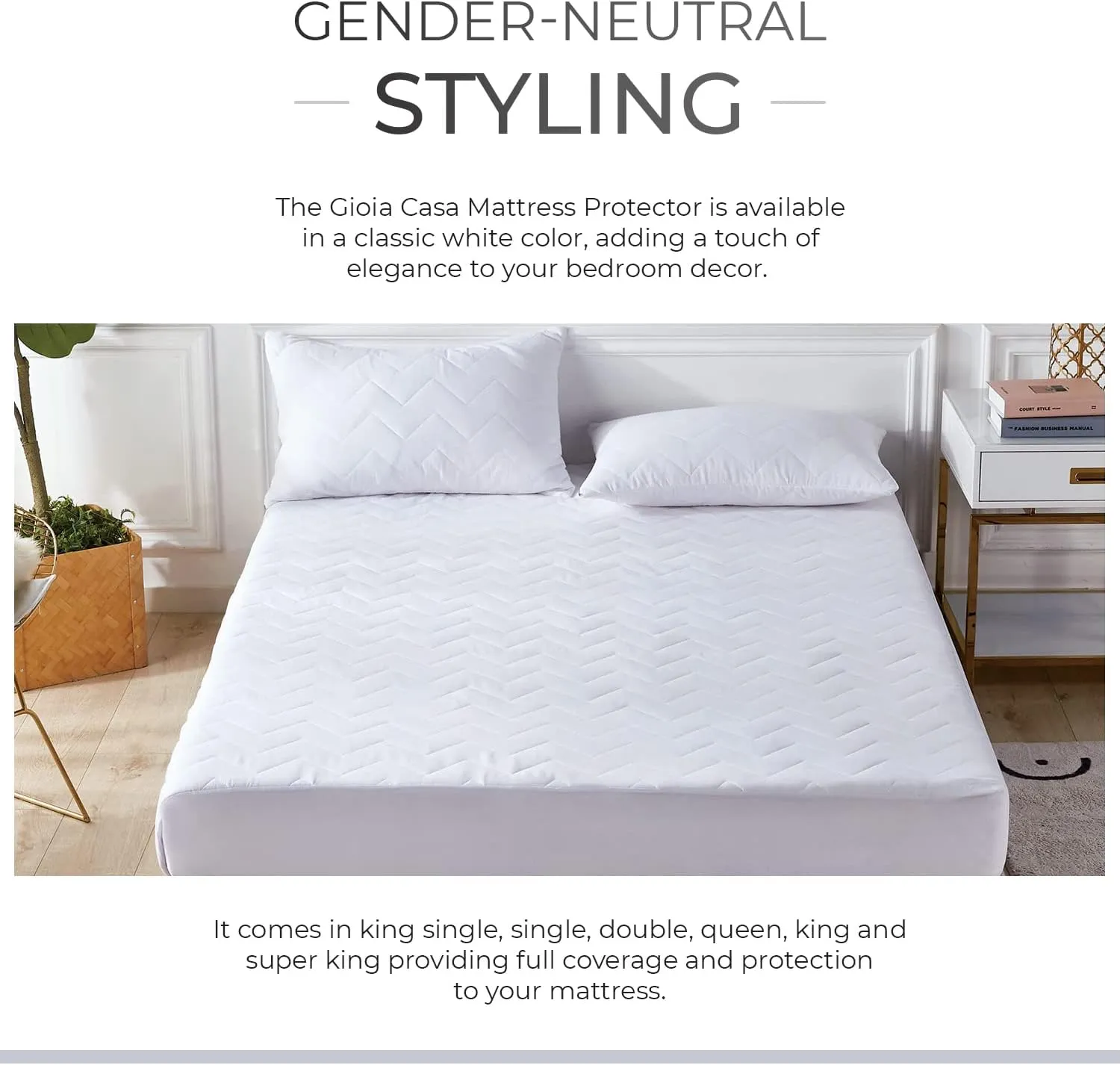 Gioia Casa 100% Ultra-Soft Cotton Quilted Anti-Microbial Mattress Cover Protector - King Size