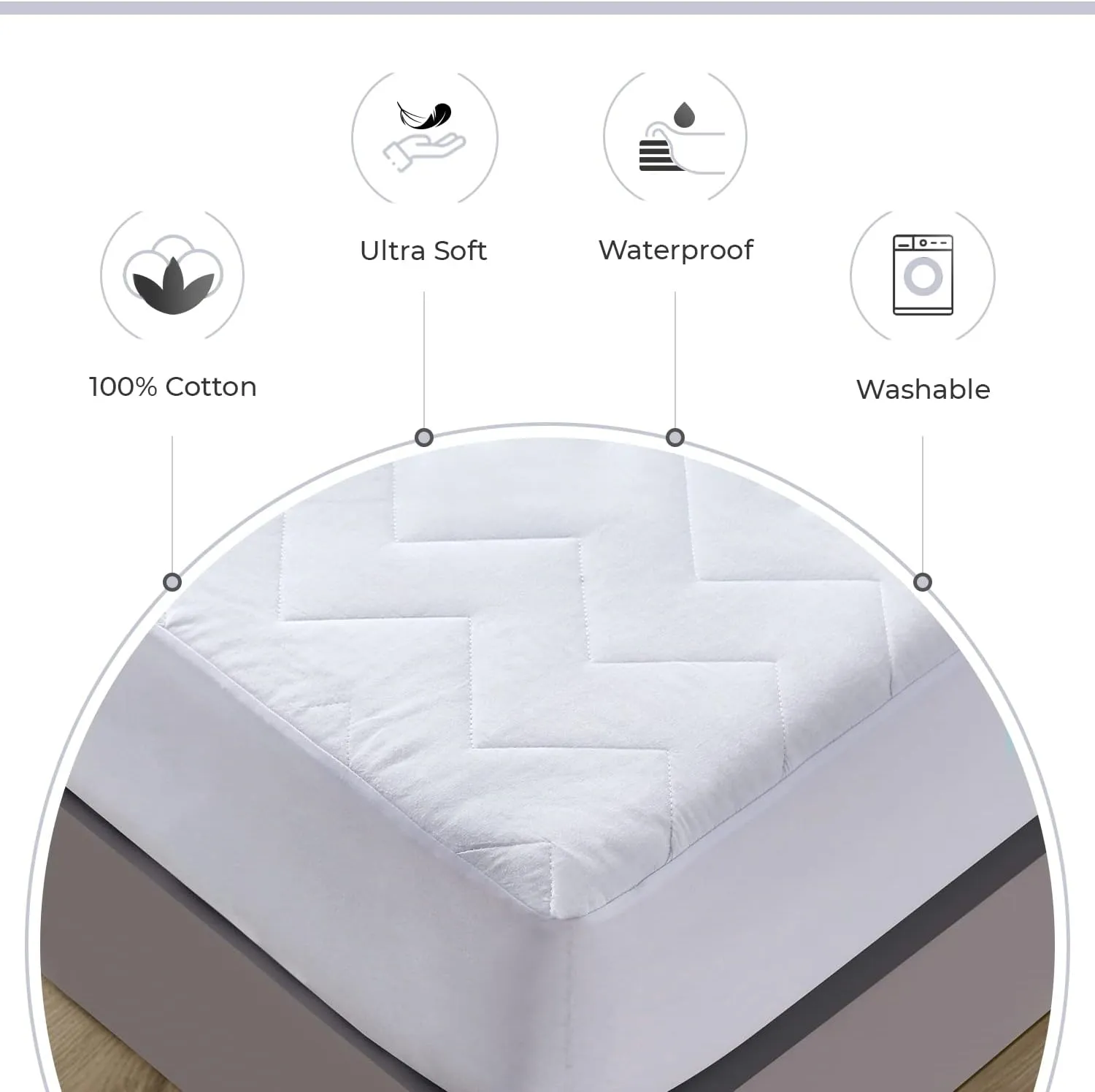 Gioia Casa 100% Ultra-Soft Cotton Quilted Anti-Microbial Mattress Cover Protector - King Size