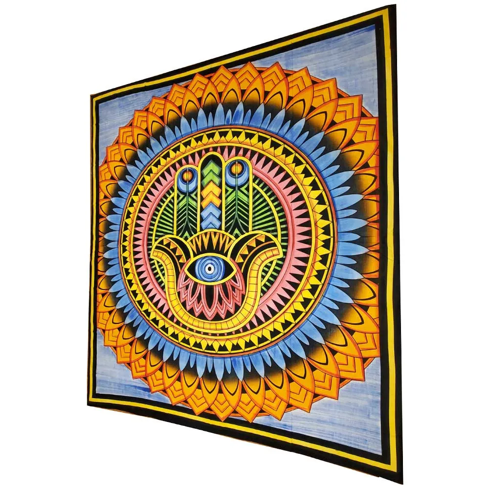 Hand of Fatima Wall Art Room Decoration Cotton Tapestry Full Size Bedspread