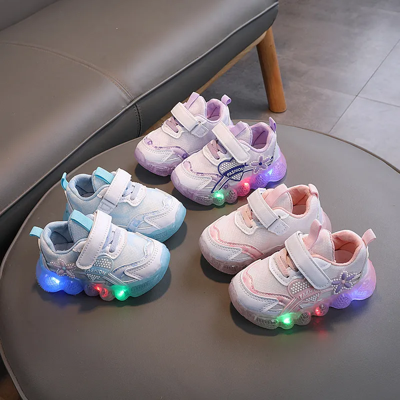 HEART & FLOWER PATCH LED SHOES - PURPLE