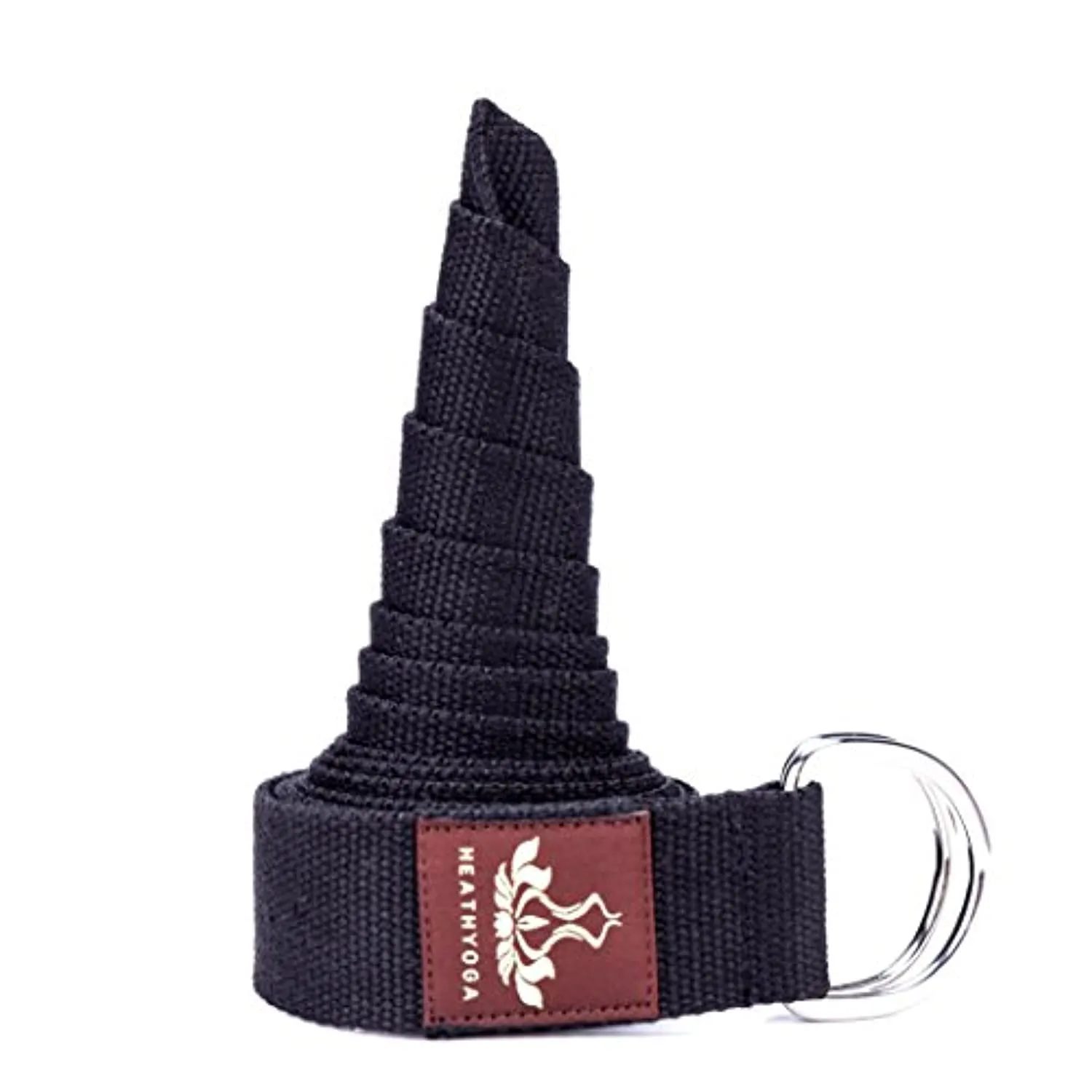 Heathyoga Correa de yoga hecha de algodón duradero con anillo en D ajustable, mejora la flexibilidad y la fuerza para yoga, estiramiento, fitness y terapia física, longitud 8.0 ft