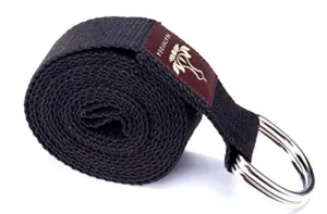 Heathyoga Correa de yoga hecha de algodón duradero con anillo en D ajustable, mejora la flexibilidad y la fuerza para yoga, estiramiento, fitness y terapia física, longitud 8.0 ft