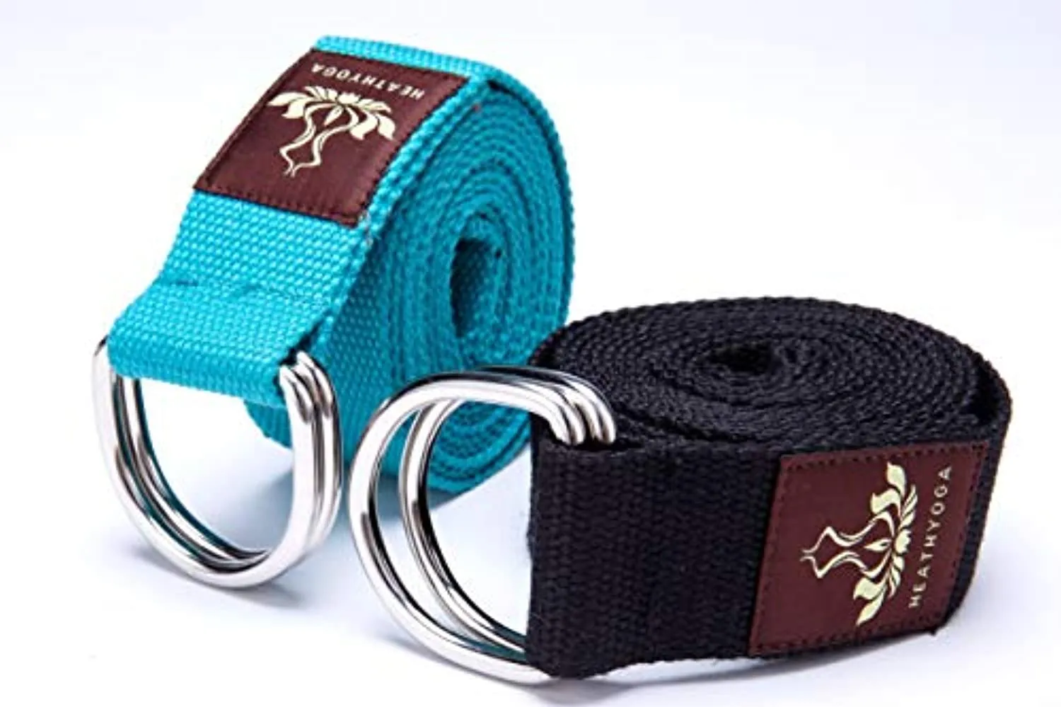 Heathyoga Correa de yoga hecha de algodón duradero con anillo en D ajustable, mejora la flexibilidad y la fuerza para yoga, estiramiento, fitness y terapia física, longitud 8.0 ft