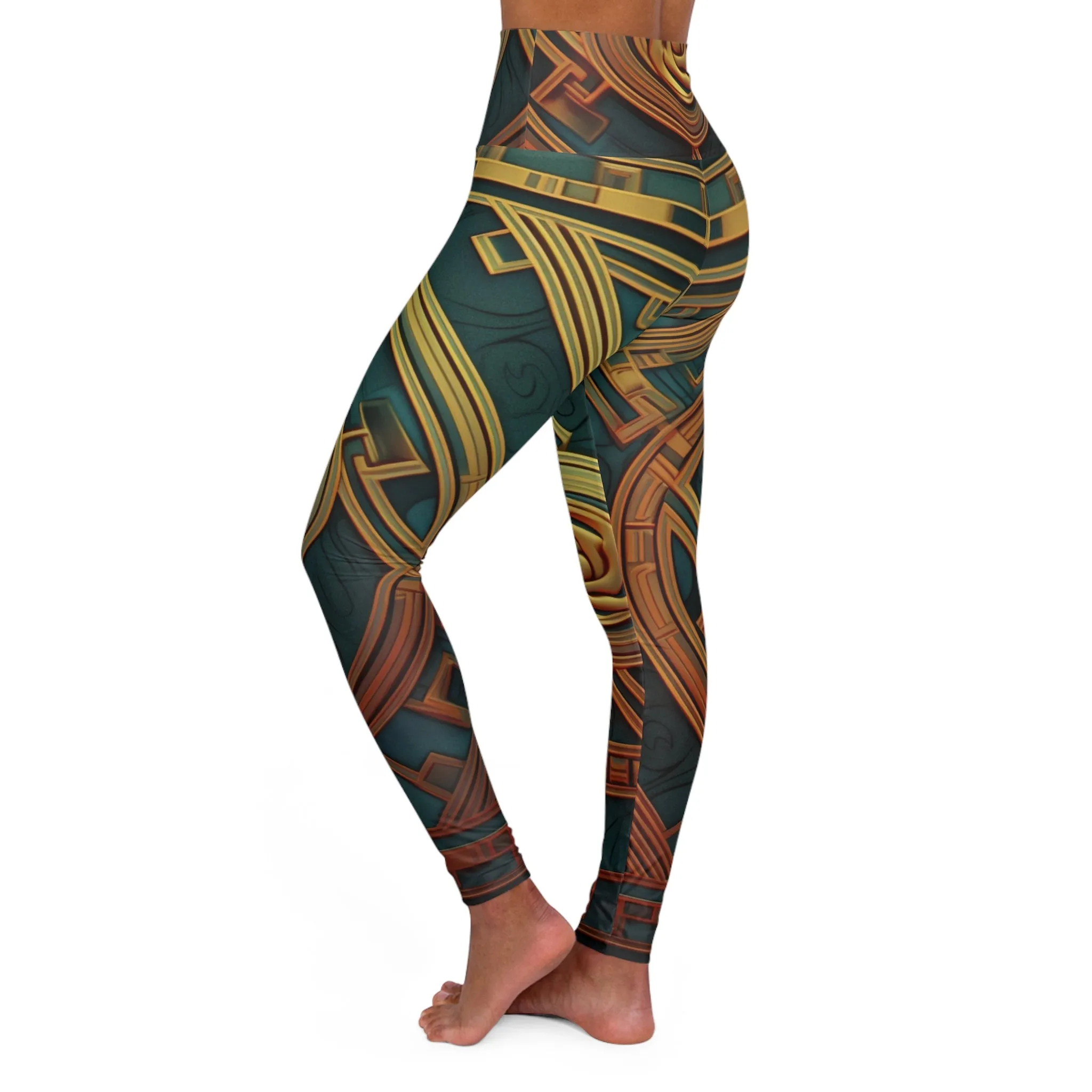 High Waisted Leggings - Impressionist Tulip.