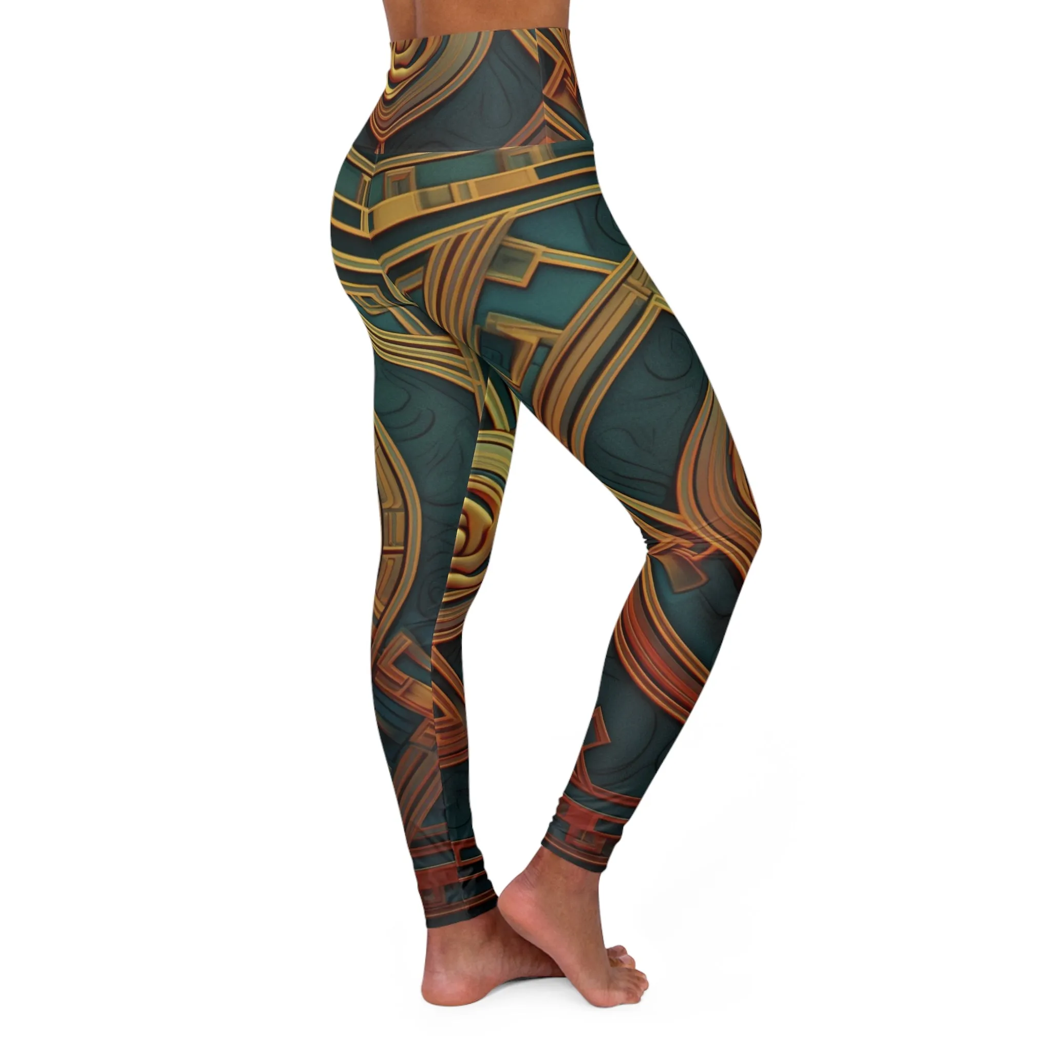 High Waisted Leggings - Impressionist Tulip.