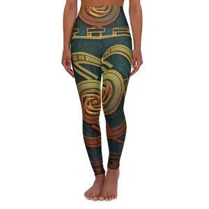 High Waisted Leggings - Impressionist Tulip.