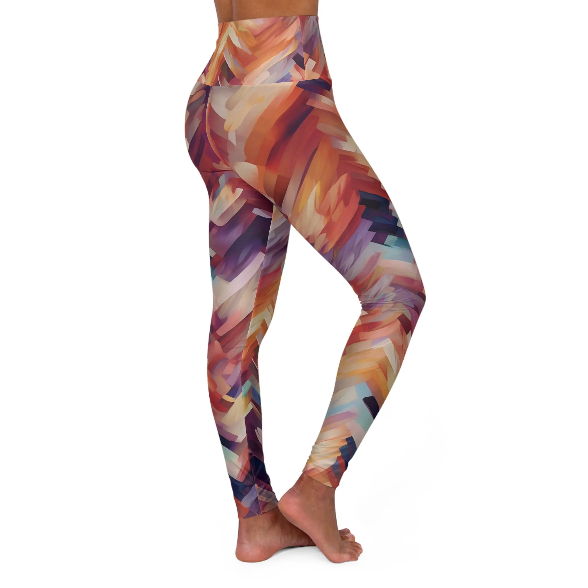 High Waisted Leggings - Pino-Napoli-Abstract.