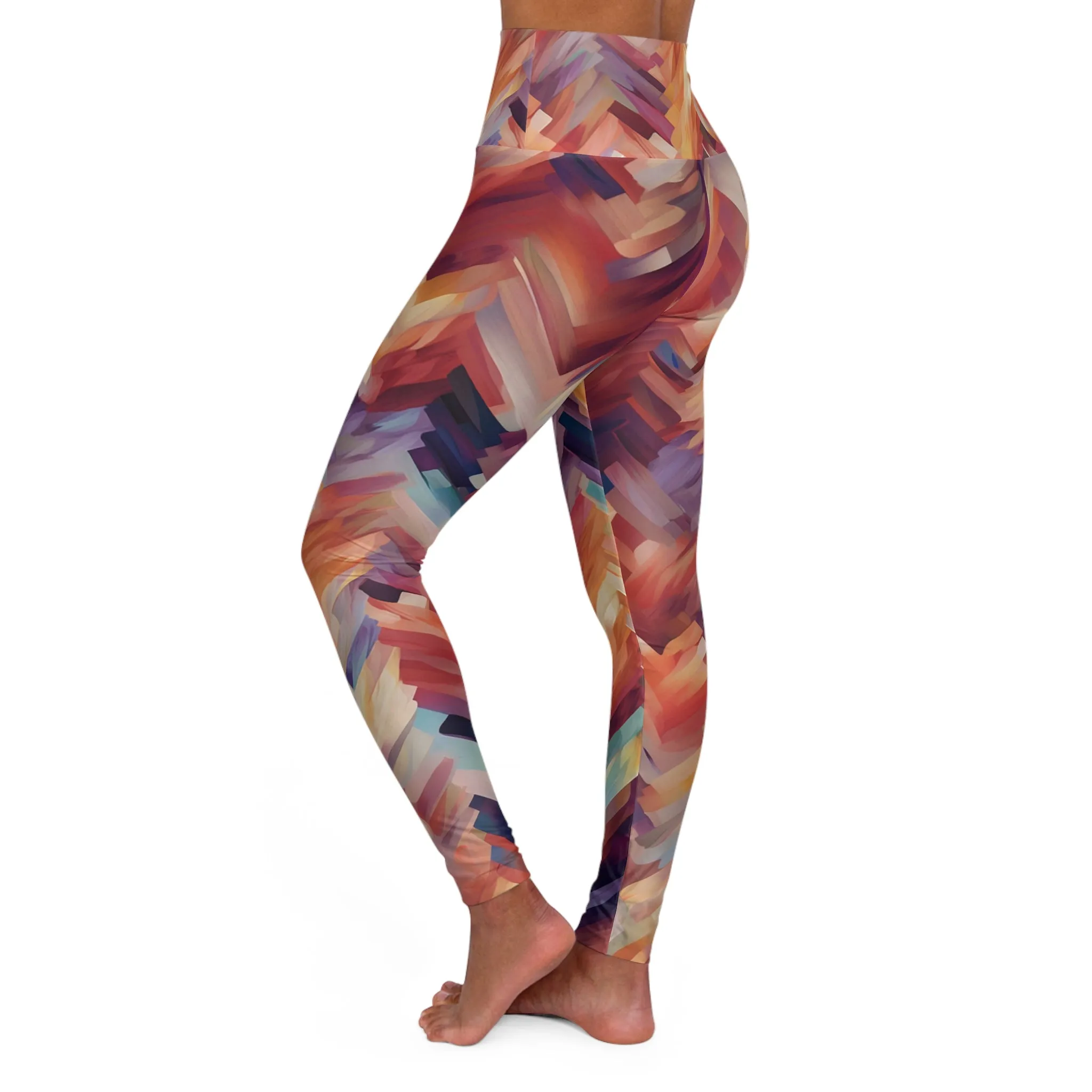 High Waisted Leggings - Pino-Napoli-Abstract.