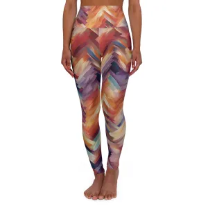 High Waisted Leggings - Pino-Napoli-Abstract.