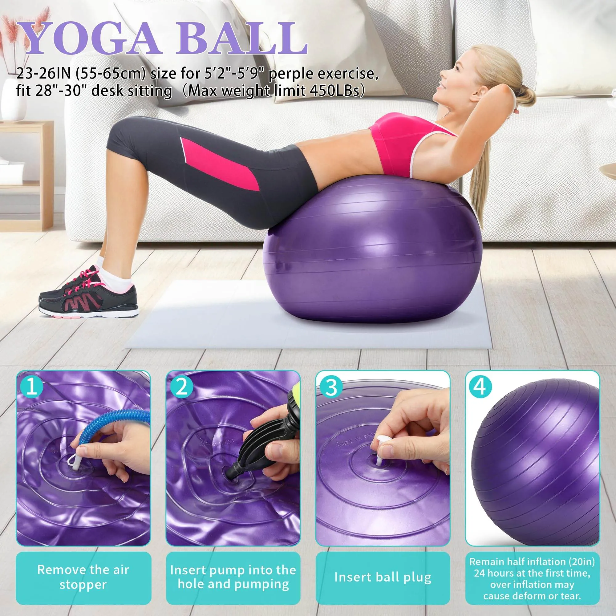 HNCTINNO Yoga Wheel Set, Yoga Wheel For Back Pain & Stretching, Yoga Blocks 2 Pack With Strap, Deep Tissue Relief Massage Back Foam Roller Wheel Cracker, Exercise Balls Physical Therapy, Yoga Ball