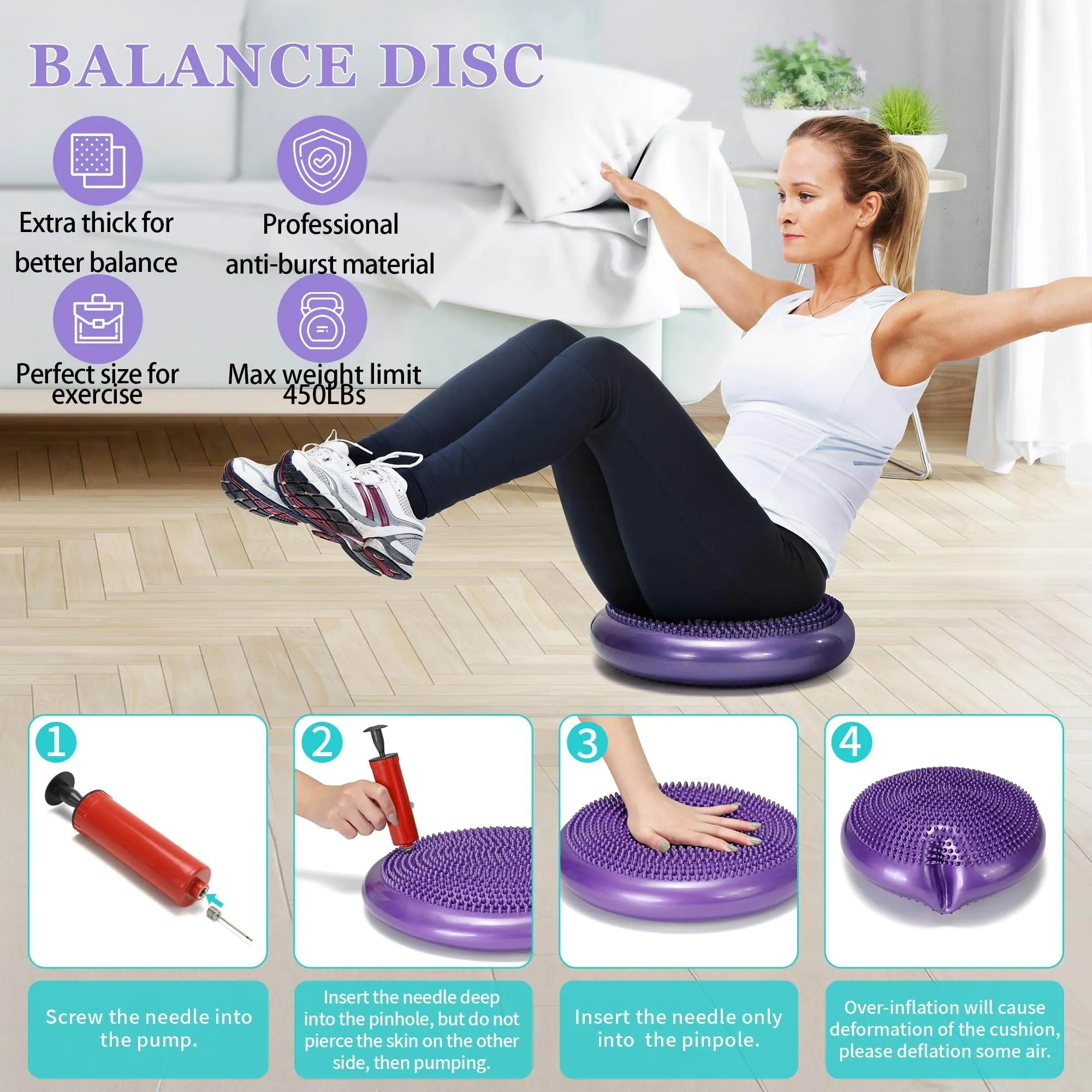 HNCTINNO Yoga Wheel Set, Yoga Wheel For Back Pain & Stretching, Yoga Blocks 2 Pack With Strap, Deep Tissue Relief Massage Back Foam Roller Wheel Cracker, Exercise Balls Physical Therapy, Yoga Ball