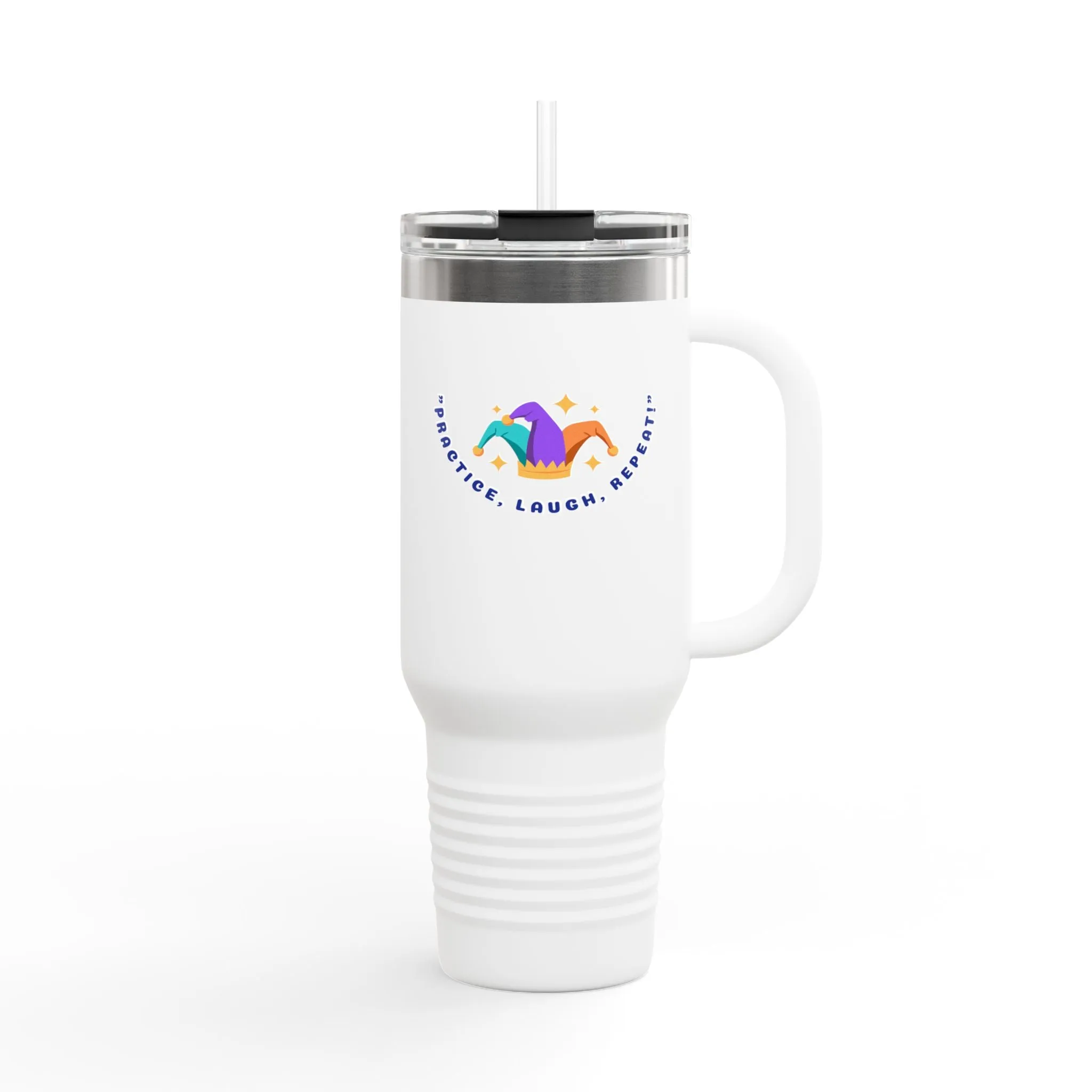 Inspirational Insulated Travel Mug - 40oz - Practice, Laugh, Repeat 2