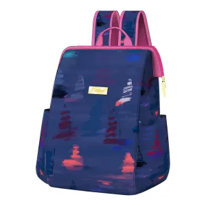Large Backpack Cooler in Navy Blue with Sailboat Elements