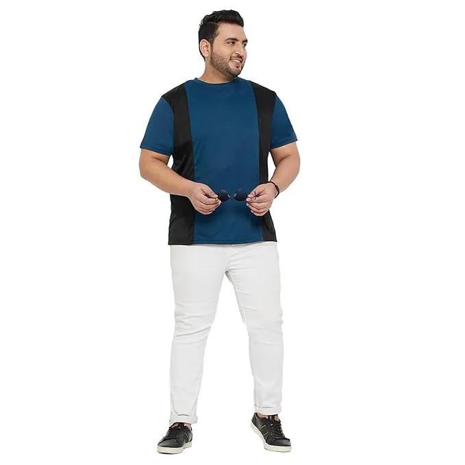 Men Plus Size Yang Colorblock Round Neck Tshirt