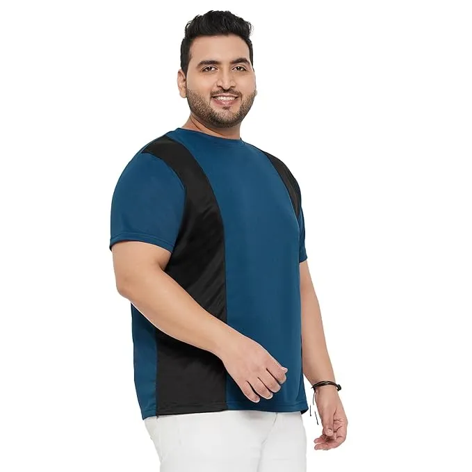 Men Plus Size Yang Colorblock Round Neck Tshirt
