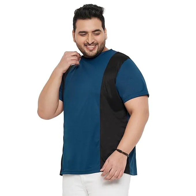 Men Plus Size Yang Colorblock Round Neck Tshirt