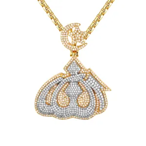 Mens Crescent Star Allah Moon Icy Custom Islamic Pendant