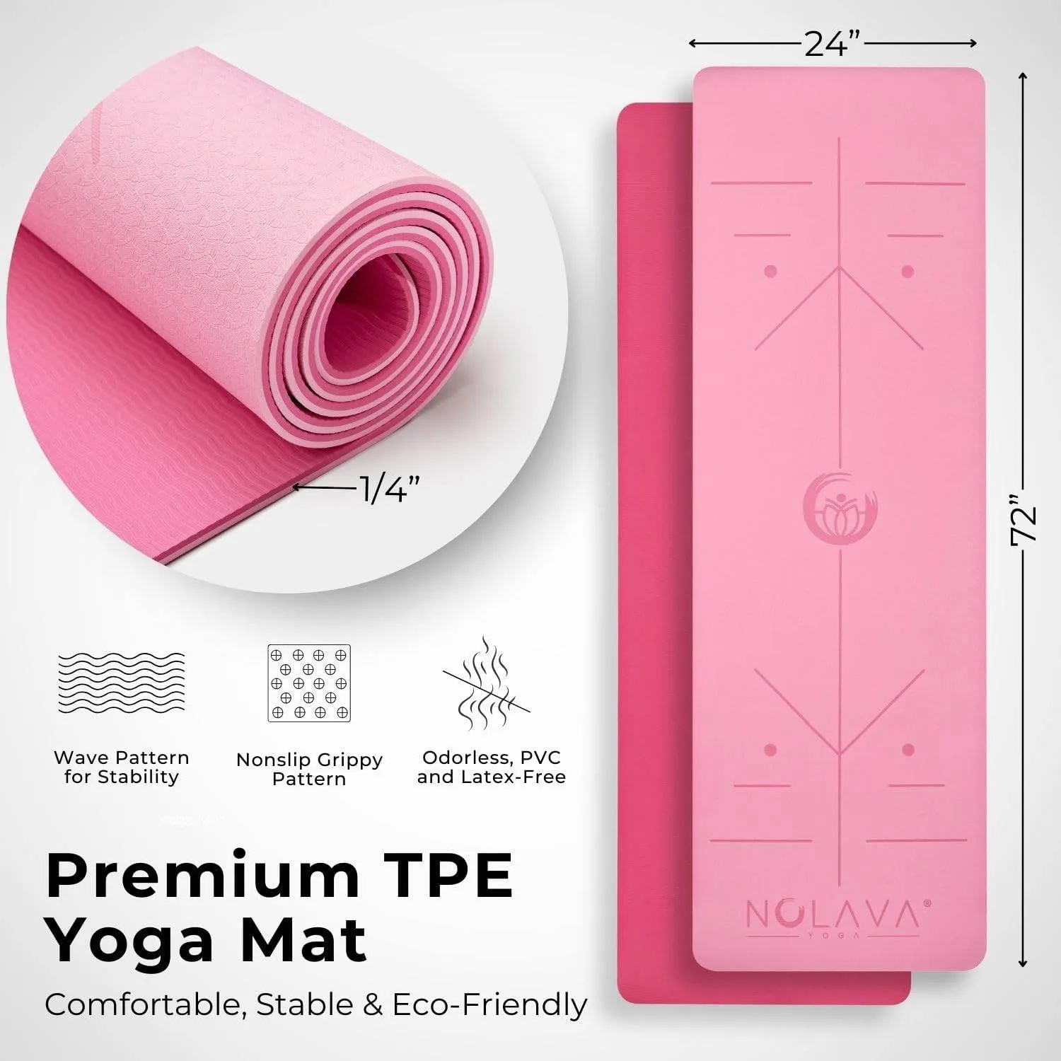 NOLAVA Yoga Mats & Complete Sets - TPE, Non-Slip, Eco-Friendly - Includes Mat, Blocks, Strap, & More (6pc or 7pc Sets) - For Pilates, Yoga & Fitness