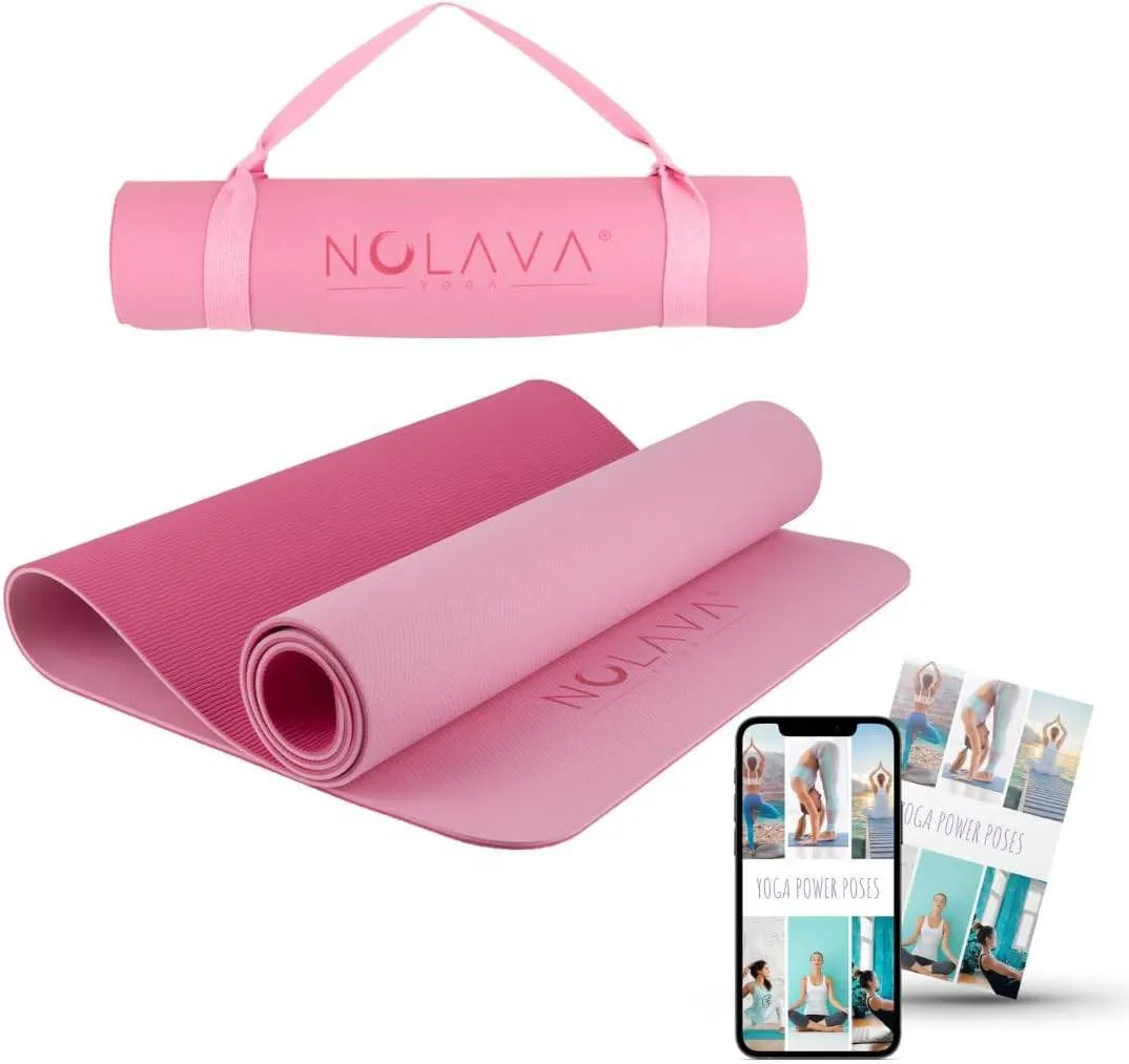 NOLAVA Yoga Mats & Complete Sets - TPE, Non-Slip, Eco-Friendly - Includes Mat, Blocks, Strap, & More (6pc or 7pc Sets) - For Pilates, Yoga & Fitness