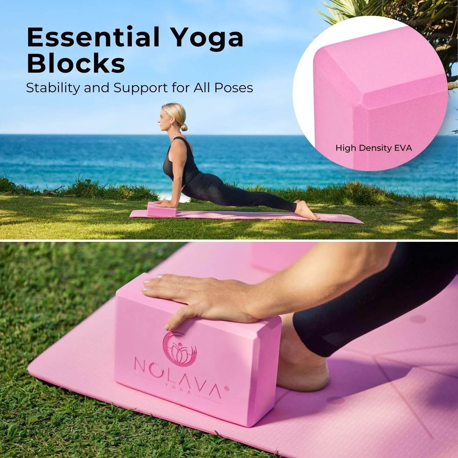 NOLAVA Yoga Mats & Complete Sets - TPE, Non-Slip, Eco-Friendly - Includes Mat, Blocks, Strap, & More (6pc or 7pc Sets) - For Pilates, Yoga & Fitness