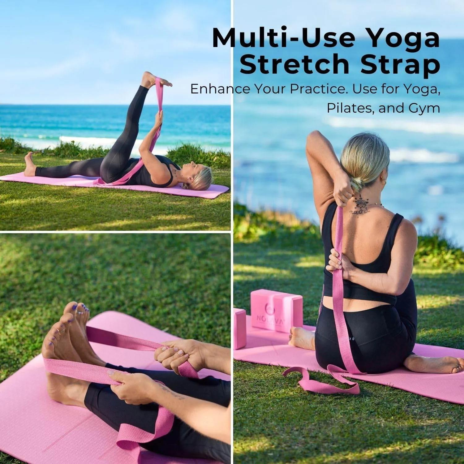 NOLAVA Yoga Mats & Complete Sets - TPE, Non-Slip, Eco-Friendly - Includes Mat, Blocks, Strap, & More (6pc or 7pc Sets) - For Pilates, Yoga & Fitness