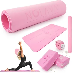 NOLAVA Yoga Mats & Complete Sets - TPE, Non-Slip, Eco-Friendly - Includes Mat, Blocks, Strap, & More (6pc or 7pc Sets) - For Pilates, Yoga & Fitness