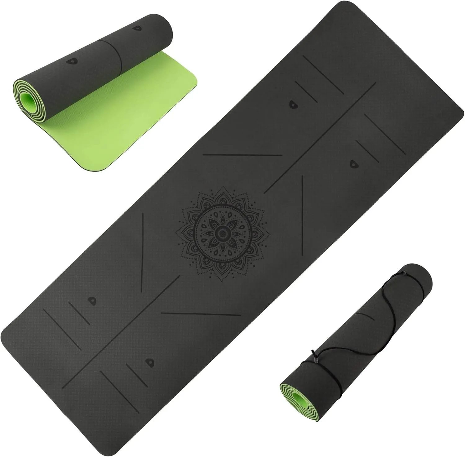 Non-Slip Yoga Mat with Alignment Marks – Lightweight Exercise Mat with Carry Strap for Home Workout or Travel by Wakeman Outdoors