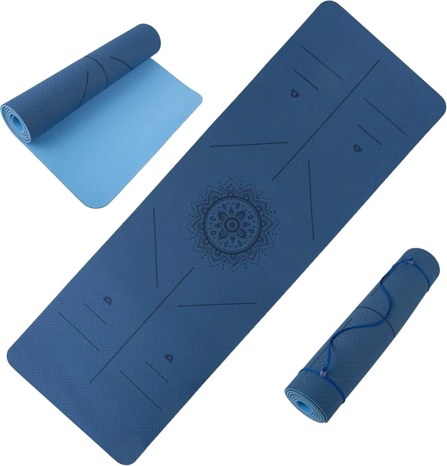 Non-Slip Yoga Mat with Alignment Marks – Lightweight Exercise Mat with Carry Strap for Home Workout or Travel by Wakeman Outdoors
