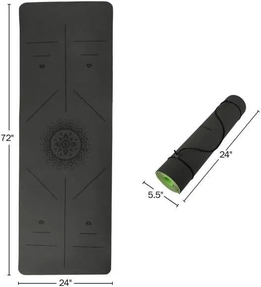 Non-Slip Yoga Mat with Alignment Marks – Lightweight Exercise Mat with Carry Strap for Home Workout or Travel by Wakeman Outdoors
