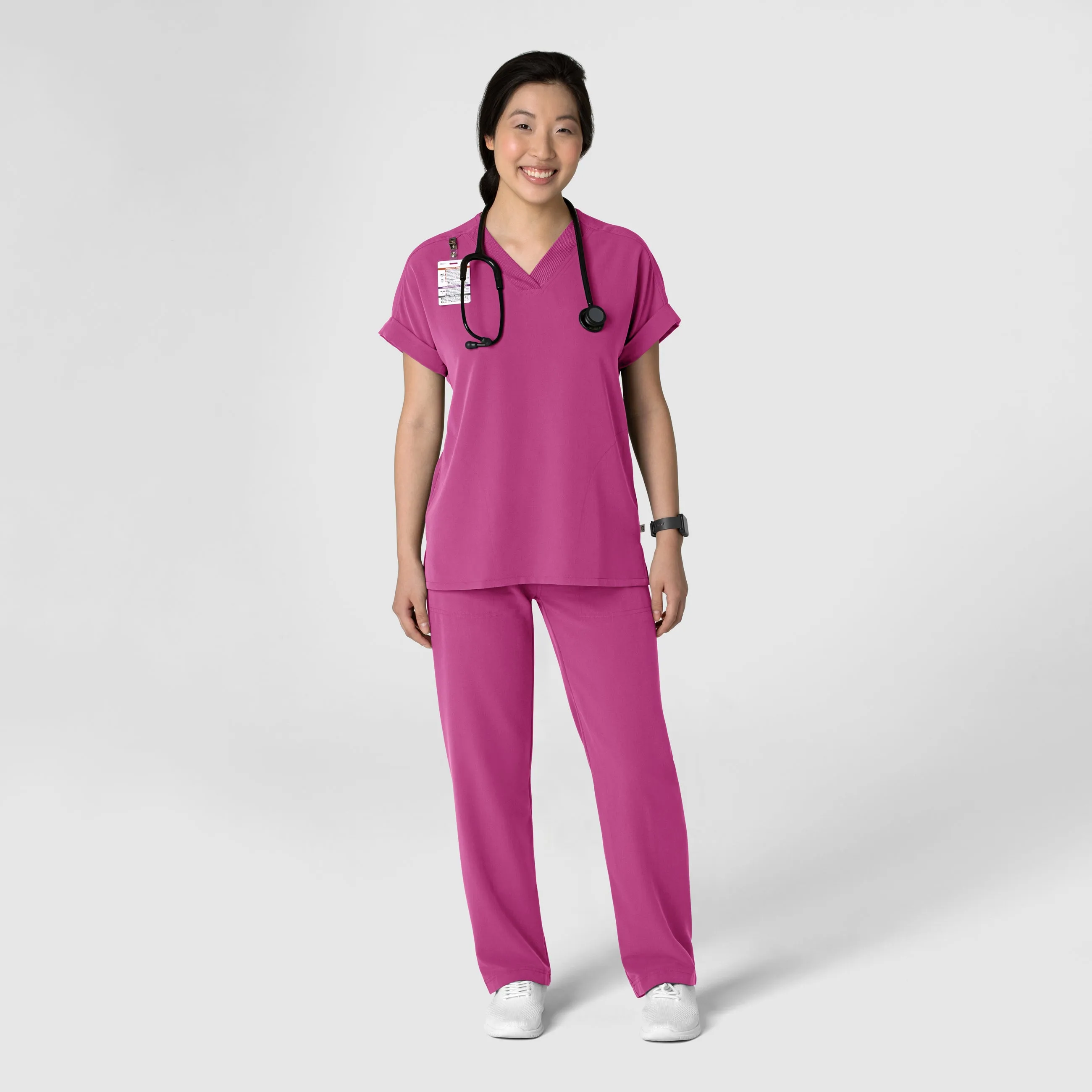 Nova 5232 Stovepipe High-Low Hem Scrub Pants Raspberry