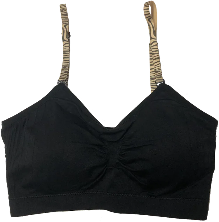 Nude Zebra Elastic Straps on a Scoopneck Seamless Bra