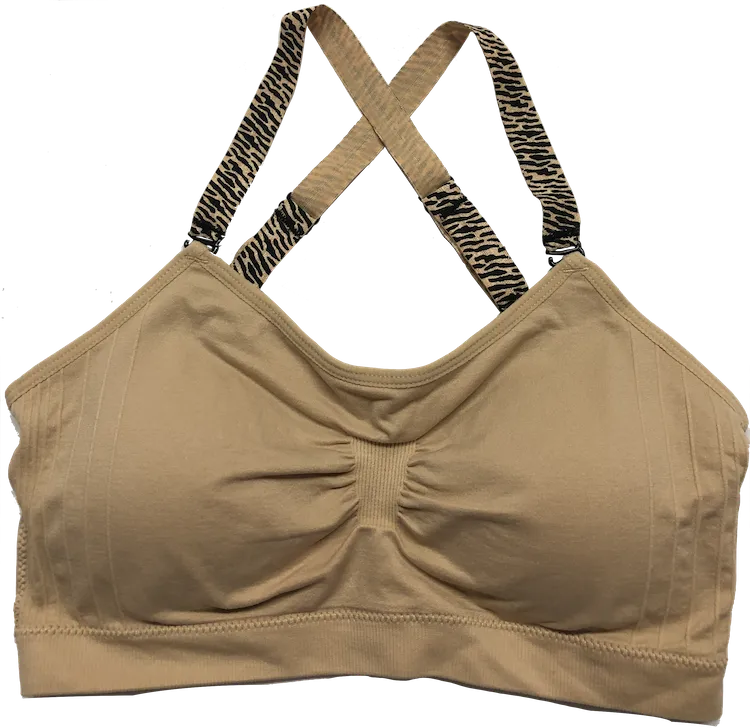 Nude Zepbra Elastic Straps on a Scoopneck Seamless Bra