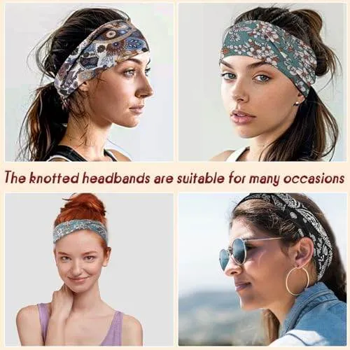 obeoby Headbands for Women, 8 Pack Boho Style Headbands Non Slip Fashion Wide Headband Hair Wrap for Daily Use Sport Yoga Running