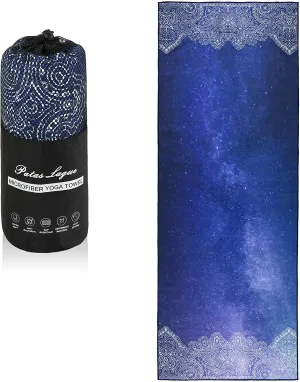 Patas Lague Toalla de yoga de lujo con diseño de bolsillos de esquina, 100% microfibra absorbente, alfombrilla de yoga antideslizante 71.7 x 26.0 in para yoga caliente, pilates y fitness