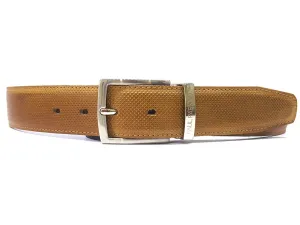 Paul Parkman Men's Perforated Leather Belt in Beige