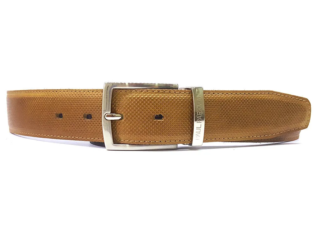 Paul Parkman Men's Perforated Leather Belt in Beige
